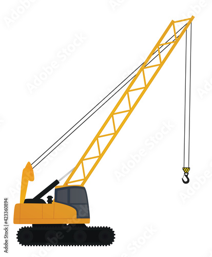 Crane excavator for loading. vector