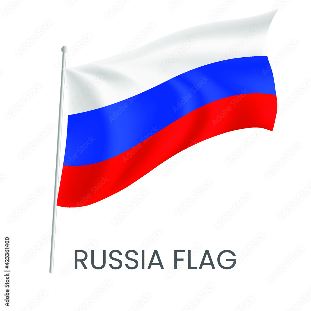 National flag of Russia isolated on white background. Realistic flag vector. Eps 10 vector illustration. National flag of Russia isolated on white background. Realistic flag vector. Eps 10 vector illustration.