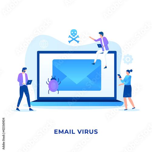 Virus email illustration concept design. Illustration for websites, landing pages, mobile applications, posters and banners