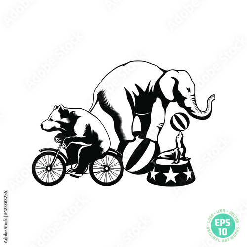 circus animals show logo vector