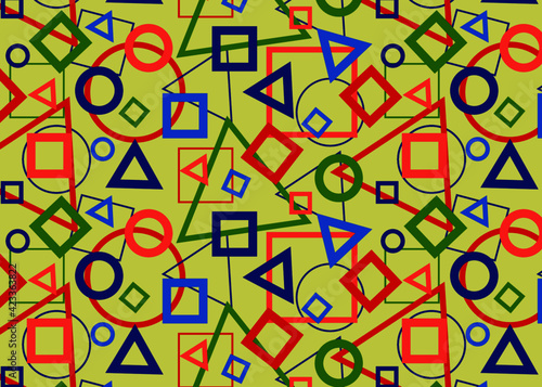 Seamless pattern of geometric shapes on a light background. Vector illustration