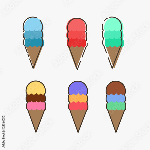 ice cream doodle, delicious ice cream illustration, ice cream cartoon