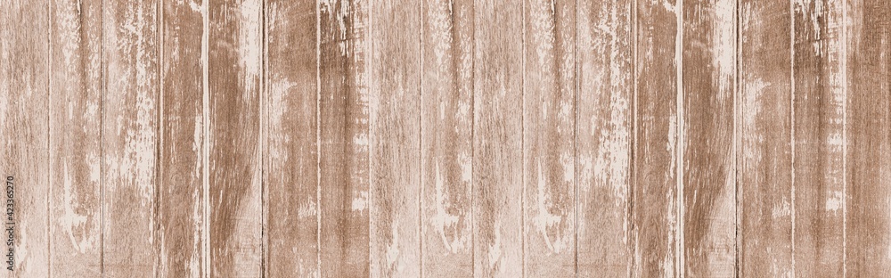 Obraz premium Panorama of Old brown vintage wooden wall pattern and seamless background