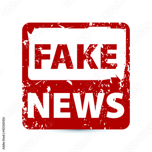 Fake News Rubber Stamp. Color red stamp and slogan Fake News. Eps10 vector illustration.