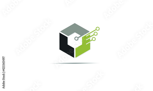 Wallpaper Mural Technology Business Logo, Computer Circuit Board Template Custom Background Design, Black, green and grey on white background. Torontodigital.ca