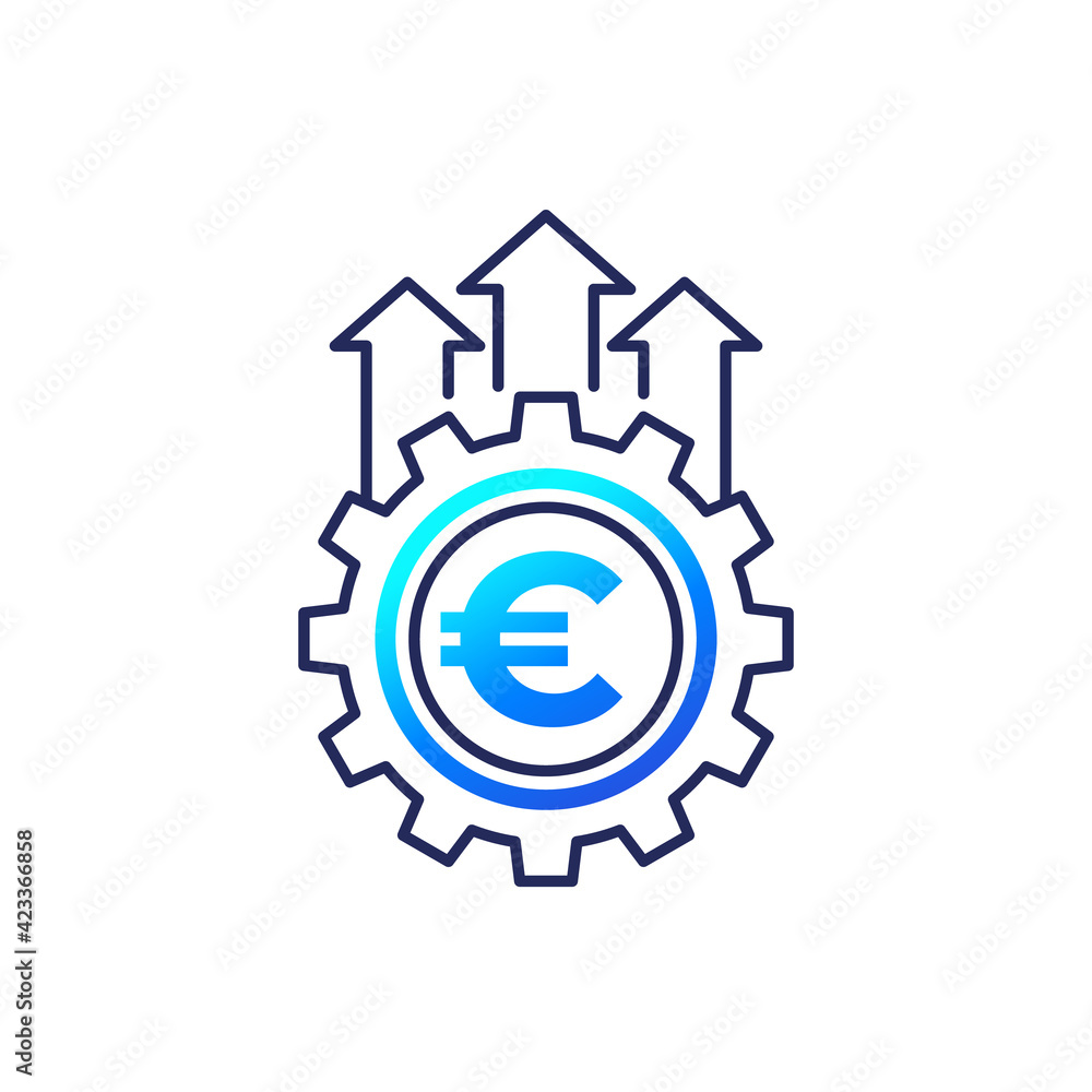 efficiency growth line icon with euro efficiency growth line icon with euro