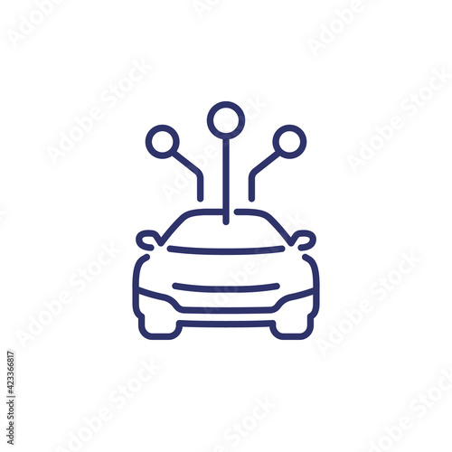 carsharing line icon with a car