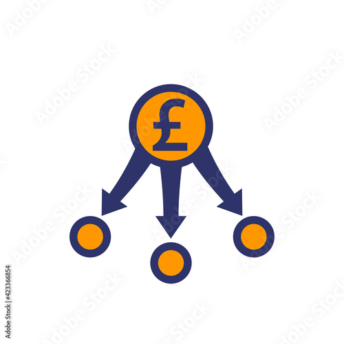 diversification, diversified investments icon with pound