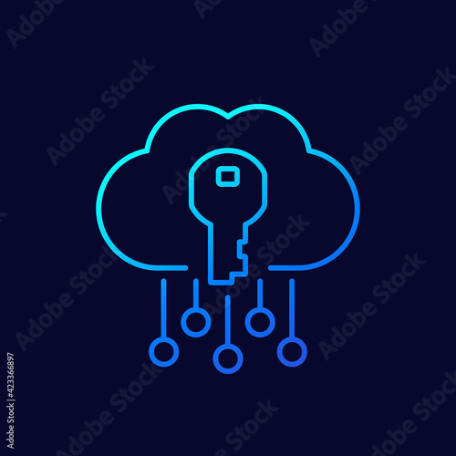 key to cloud line vector icon