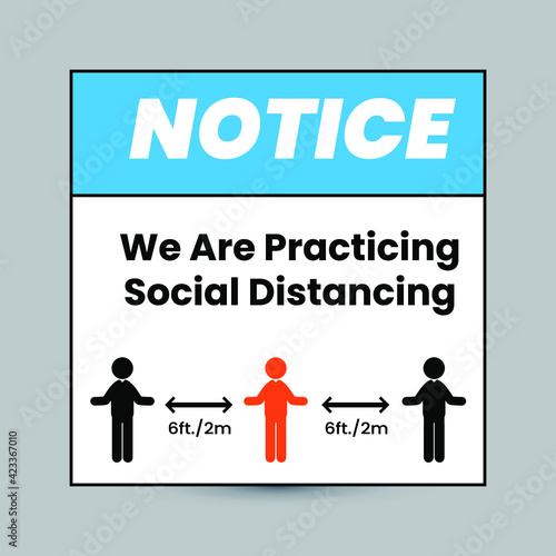 Maintain Social Distancing At Least 6 Ft Banner. Eps 10 vector illustration.