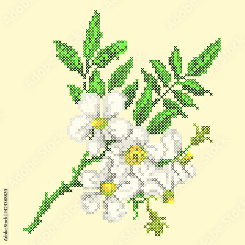 vector art cross stitch flowers