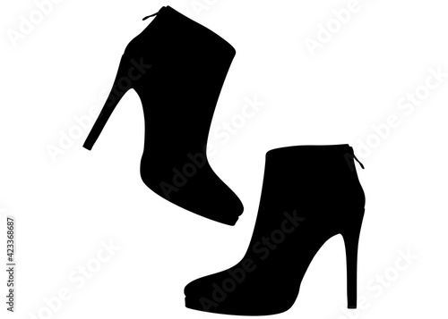 Womens ankle boots with stiletto heels. Vector image.