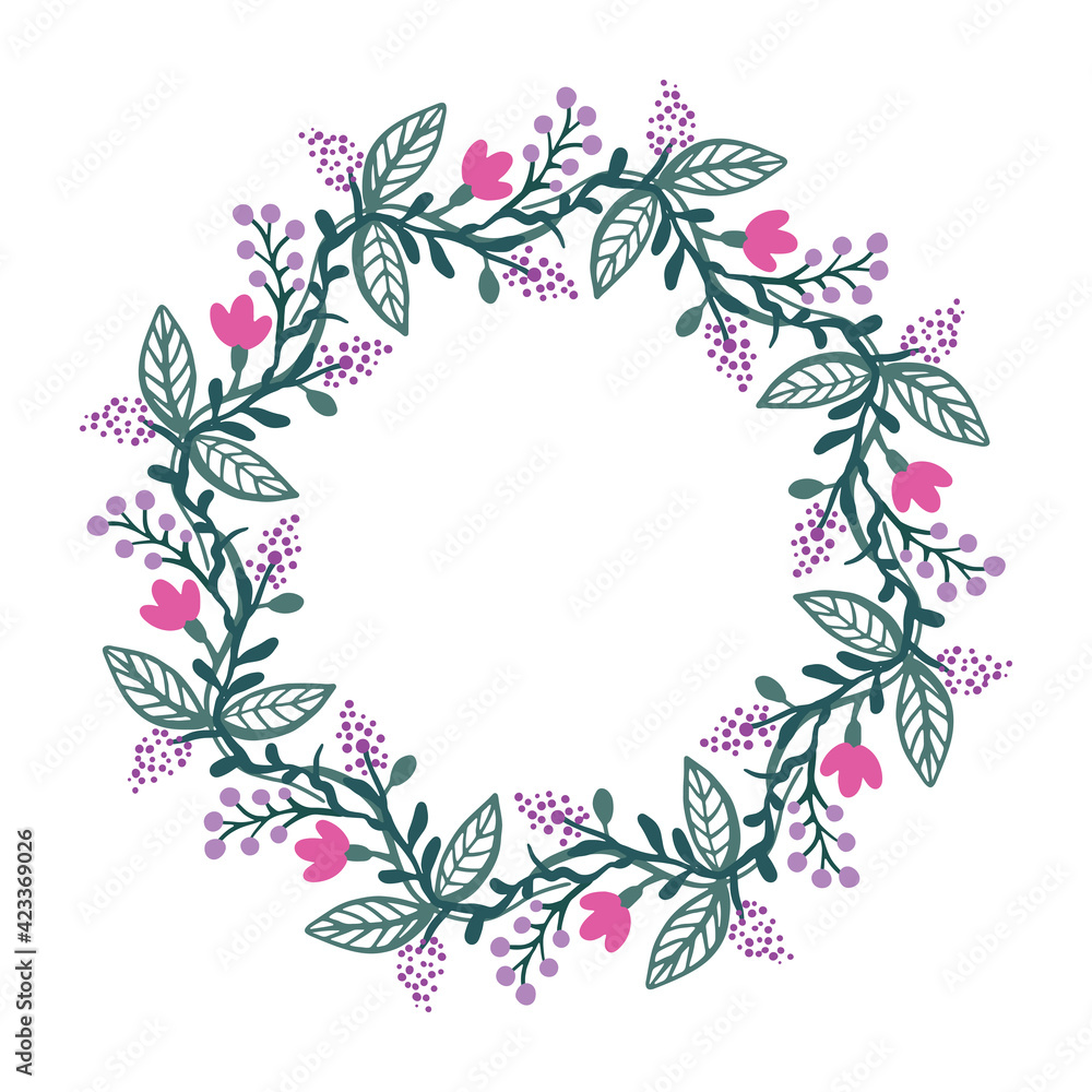 Vector floral wreath frame with place for text isolated on white background wreath frame with place for text isolated on white background 