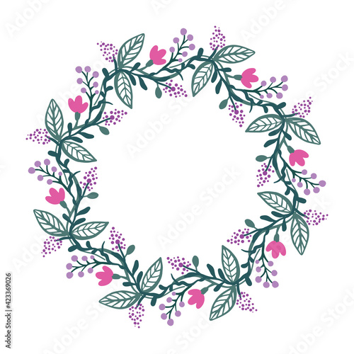 Vector floral wreath frame with place for text isolated on white background wreath frame with place for text isolated on white background  © Карина Кочнева