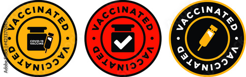 Leinwand Poster covid-19 vaccinated guarantee icon signage