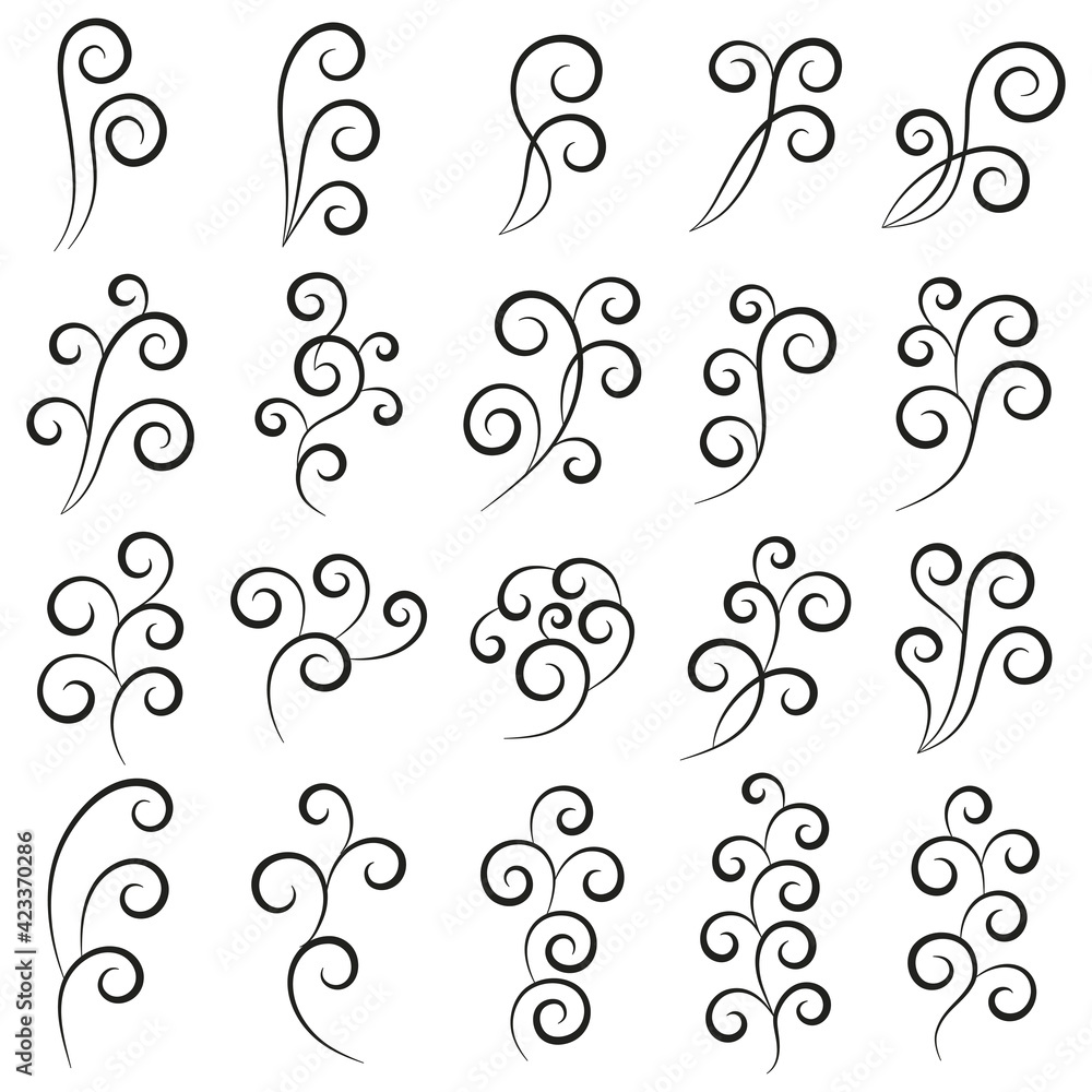 Vector set of decorative elements in black on a white background 2 Vector set of decorative elements in black on a white background 2
