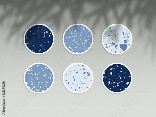 Instagram highlight story cover. Terrazzo abstract design. Premium Vector