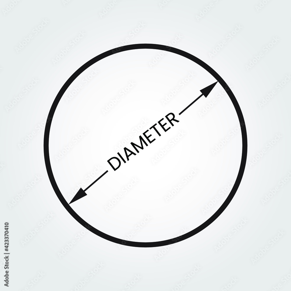 Fotografie Diameter icon, flat isolated icon with diameter symbol and text