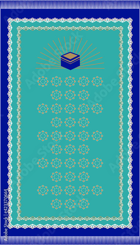 Vector design of muslim prayer rug with decorative elements. İslamic textile. 