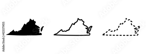 Obraz na plátně Virginia state isolated on a white background, USA map