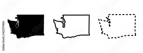 Washington state isolated on a white background, USA map photo