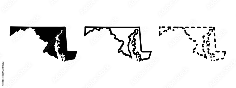 Maryland state isolated on a white background, USA map - obrazy, fototapety, plakaty 