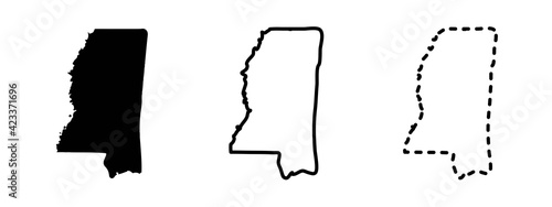 Mississippi state isolated on a white background, USA map