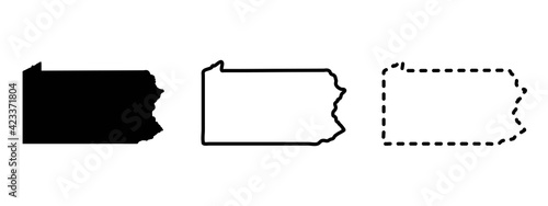 Obraz na płótnie Pennsylvania state isolated on a white background, USA map