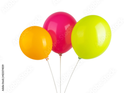 colored balloons on sticks  isolate on a white background