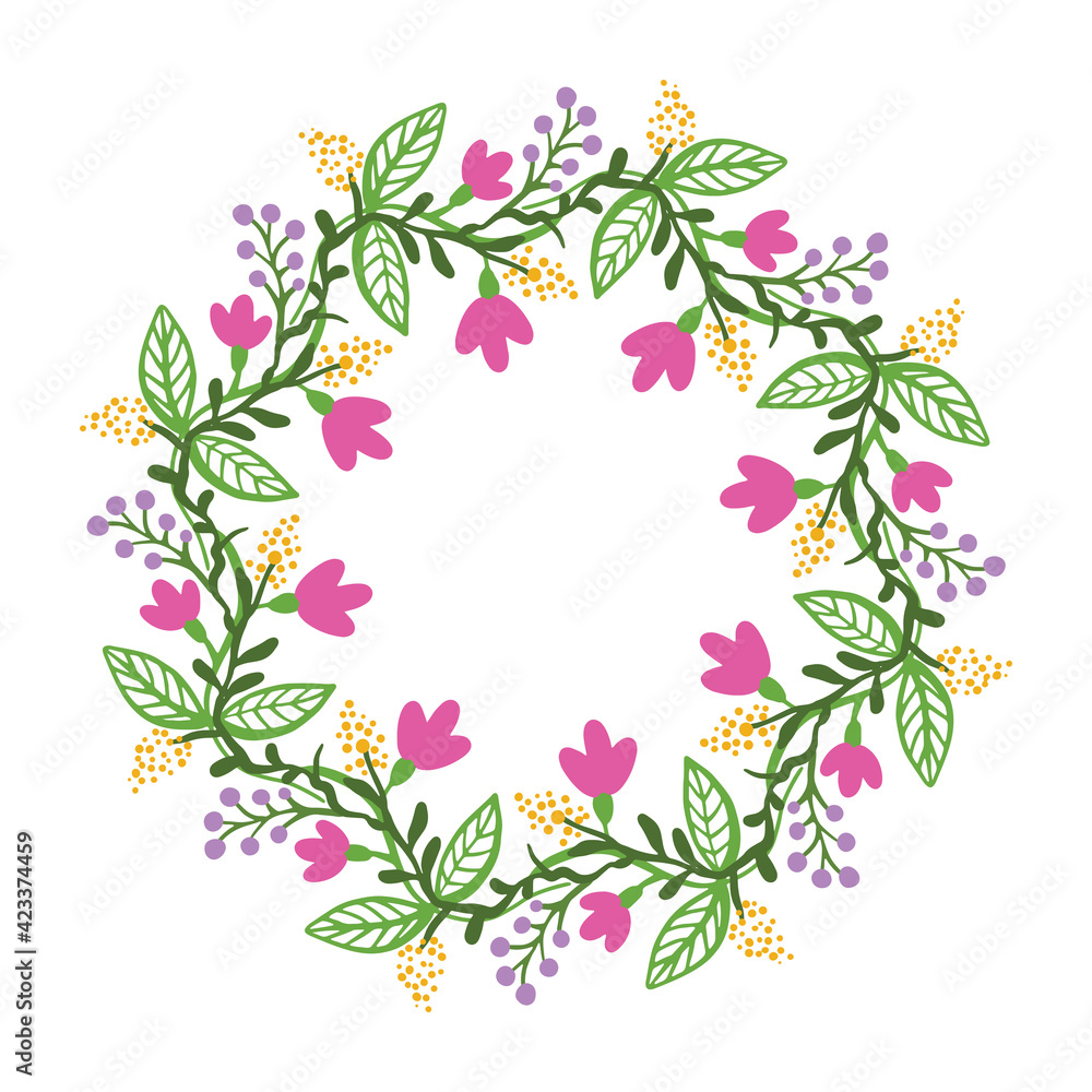Vector floral wreath frame with place for text isolated on white background wreath frame with place for text isolated on white background 
