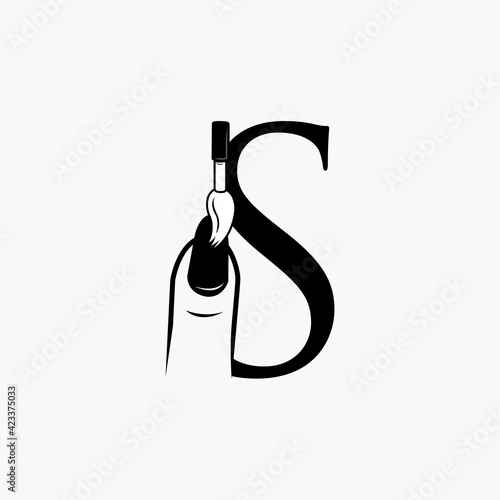 logo nail with letter s vector design	
