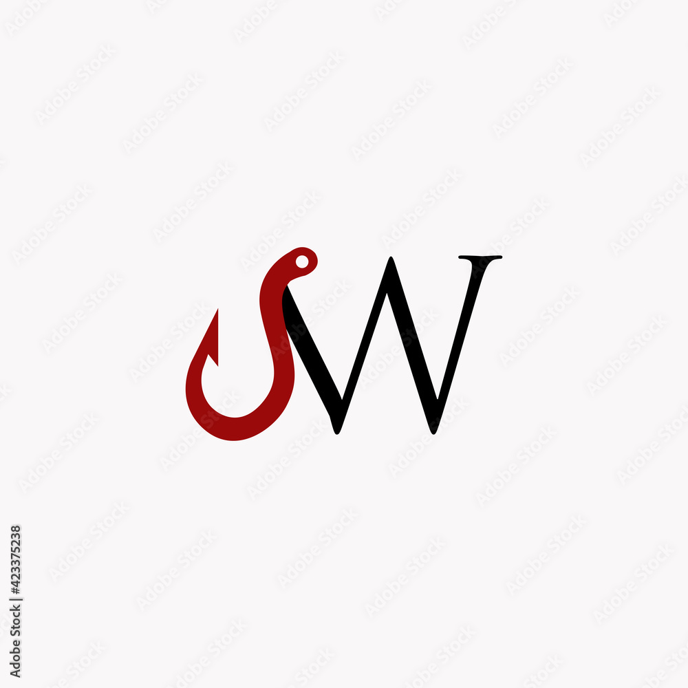 logo hook with letter w vector design logo hook with letter w vector design
