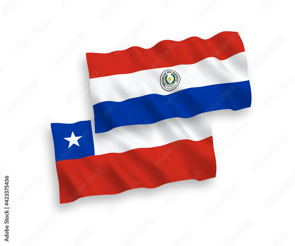 Flags of Paraguay and Chile on a white background Flags of Paraguay and Chile on a white background