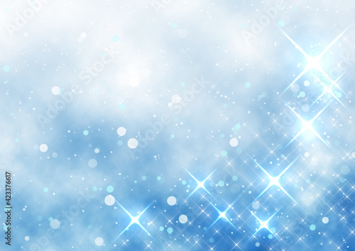 雨と雲とキラキラ 背景イラスト素材 青 Stock Illustration Adobe Stock