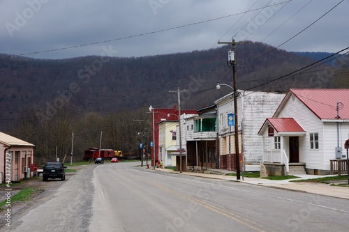 Fototapeta Durbin USA - 18 April 2013 - Main street in Durbin Pocahontas County West Virgin