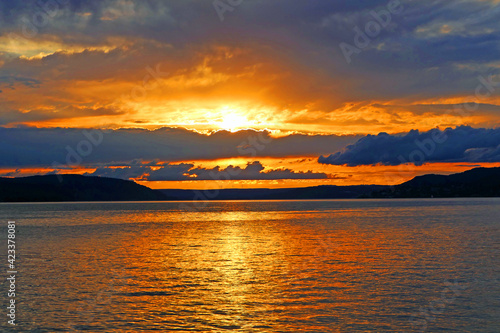 sunset over the lake