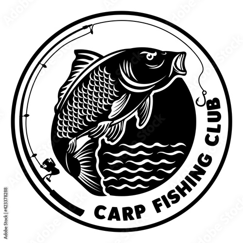 Carp fishing logo vector illustration, perfect for fish business supplier company logo, emblems, labels, badges and design elements