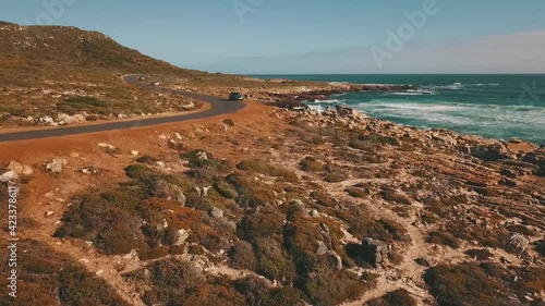 drone shot of road to cape point south africa
