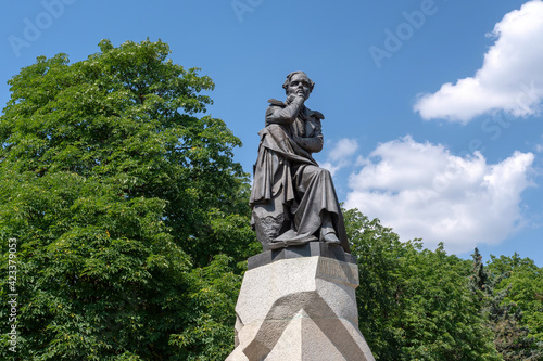 View of Mikhail Lermontov  Russian poet  monument. Pyatigorsk  Stavropol Krai  Caucasus  Russia.
