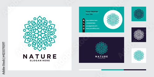 Simple nature leaf ornament logo design flower logo