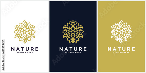 Simple nature leaf ornament logo design flower logo