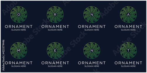 Simple nature leaf ornament logo design flower logo