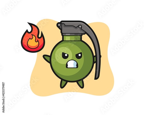 grenade character cartoon with angry gesture