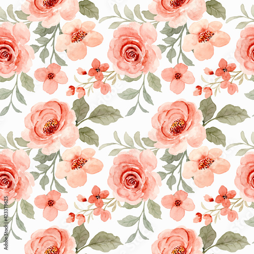 Beautiful watercolor rose flower seamless pattern