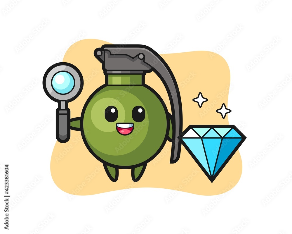 Illustration of grenade character with a diamond