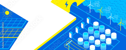 Vector illustration of clean energy from renewable sources. Ecology concept