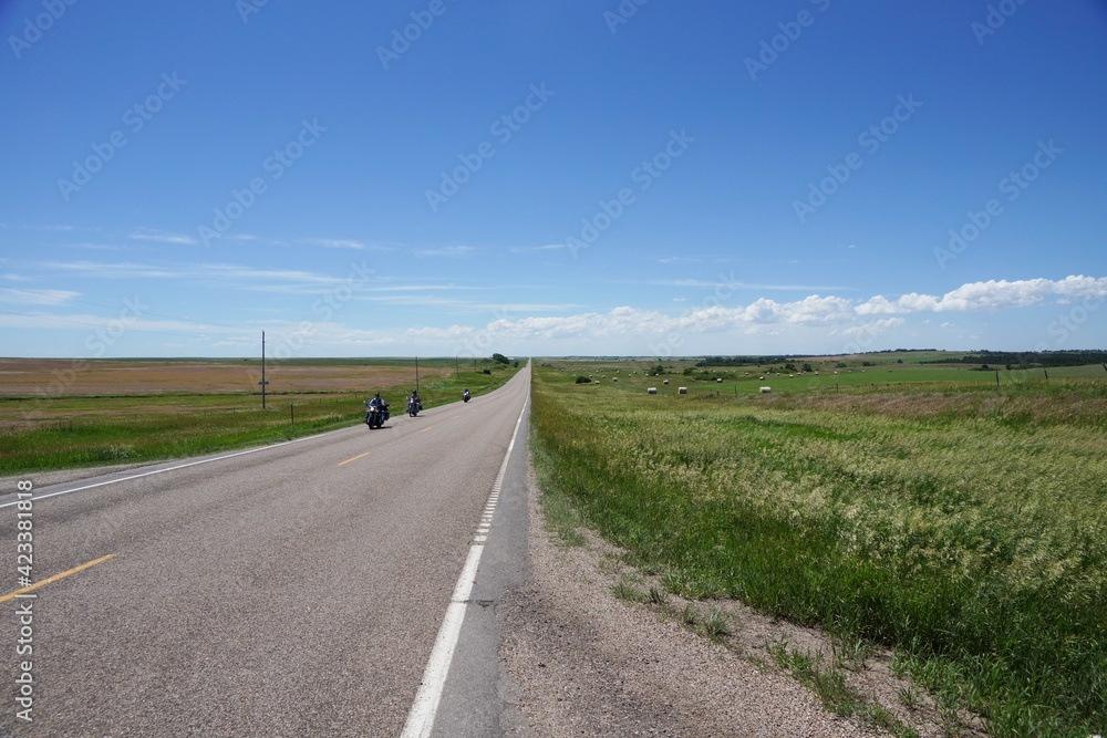 Wanblee USA - 25 June 2013 - Motorists near Wanblee on Highway 44 in South Dakota