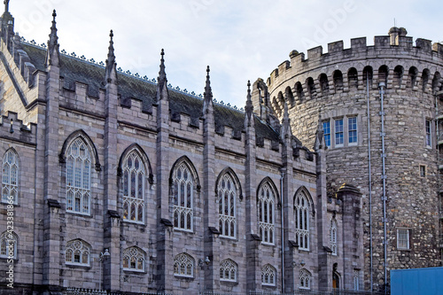 Detail of facade and tower of Dublin, Ireland © Maria