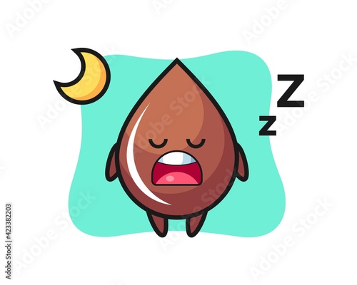 chocolate drop character illustration sleeping at night