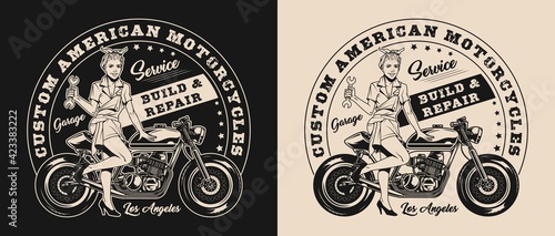 Custom motorcycle repair service logo
